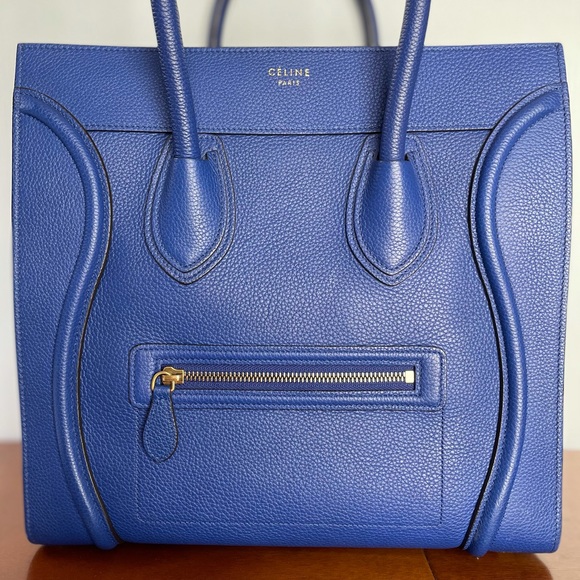 Celine Mini Luggage Blue Drummed Leather GHW - Picture 3 of 16